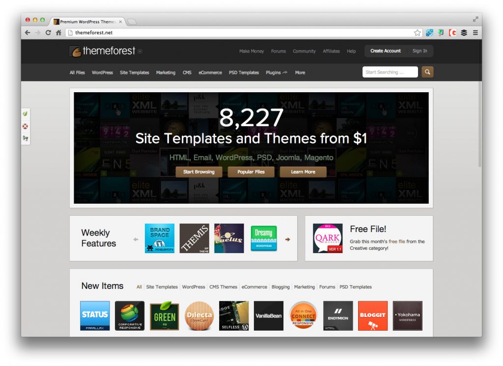 Themeforest homepage